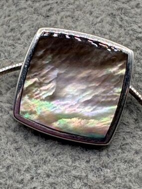 Boma  Abalone Square Pendant Necklace Silver Italian 925 Sterling Snake Chain